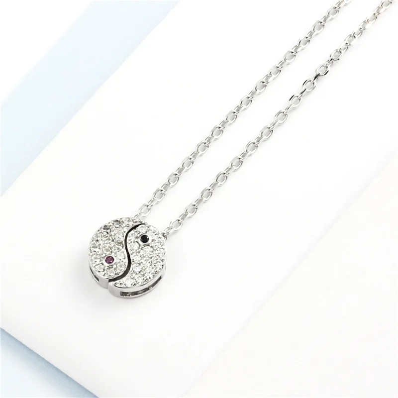 Tai Chi full mini zircon necklace woman 100% 925 Sterling silver nacklace Jewellery Clavicle chain pendant charms gift