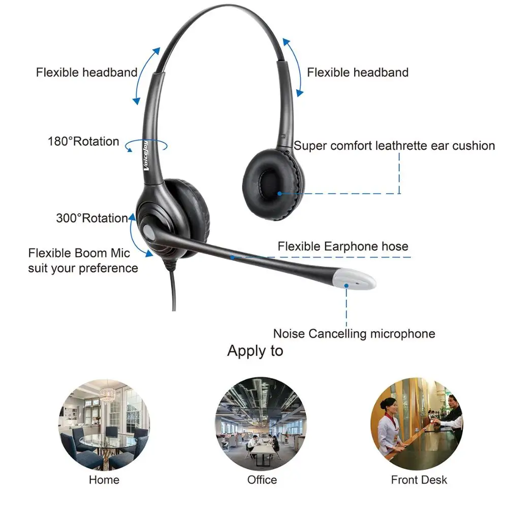 Гарнитура Call Center с микрофоном шумоподавлением + быстрое отключение для Aastra Allworx
