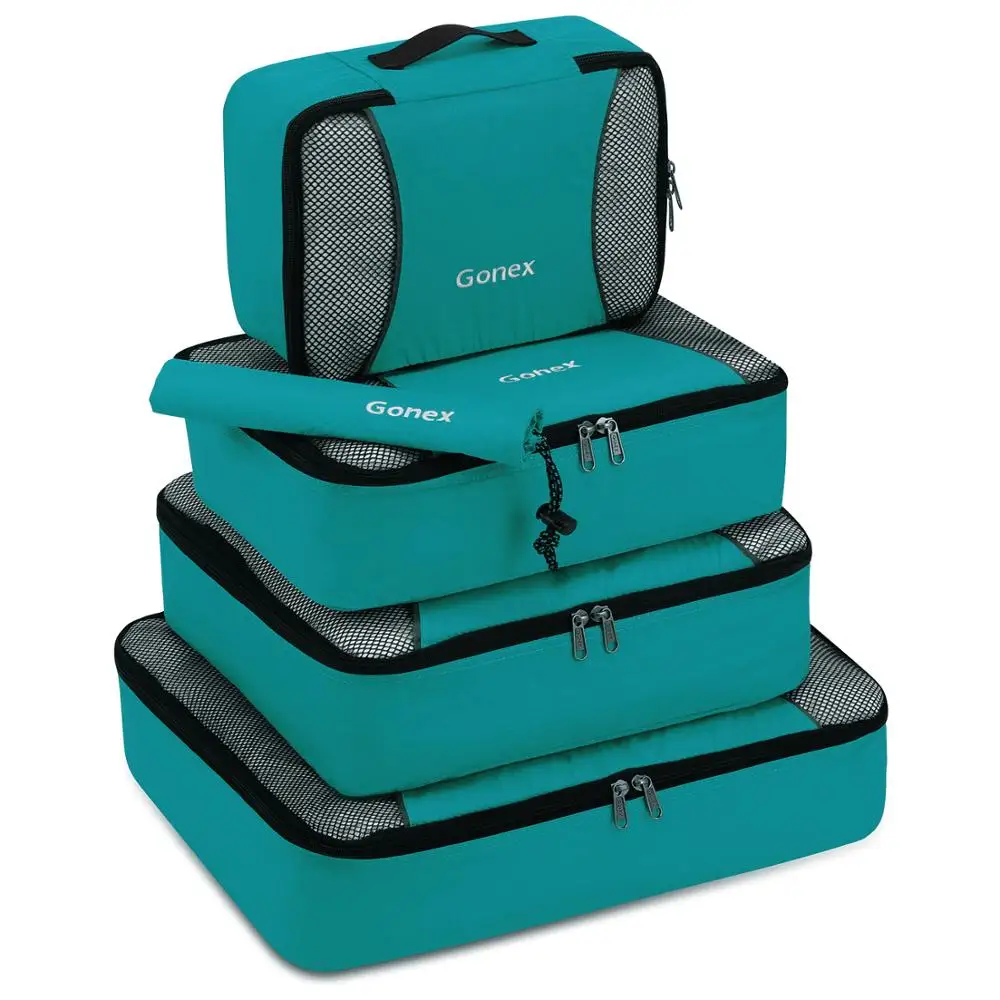 Gonex 9 قطعة/المجموعة السفر حقيبة التخزين حقيبة الأمتعة المنظم شنقا زيبلوك خزانة خزانة الملابس ضغط مكعبات تعبئة