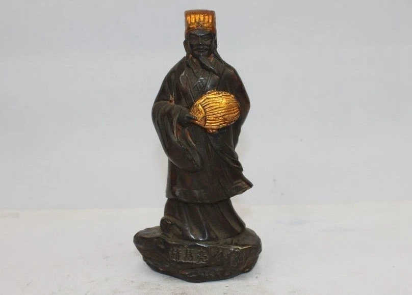 

6"China Bronze Three Kingdoms Strategist statesman Zhuge Liang (Kongming) Statue a 0518