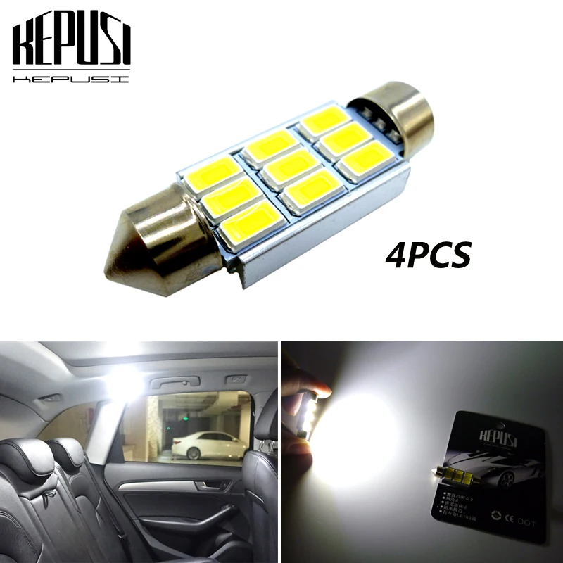 

4Pcs Festoon c5w c10w CANBUS Auto lamp 36mm 39mm 41mm 9SMD 5630 5730 LED ERROR FREE car interior Dome lights bulb NO ERROR White