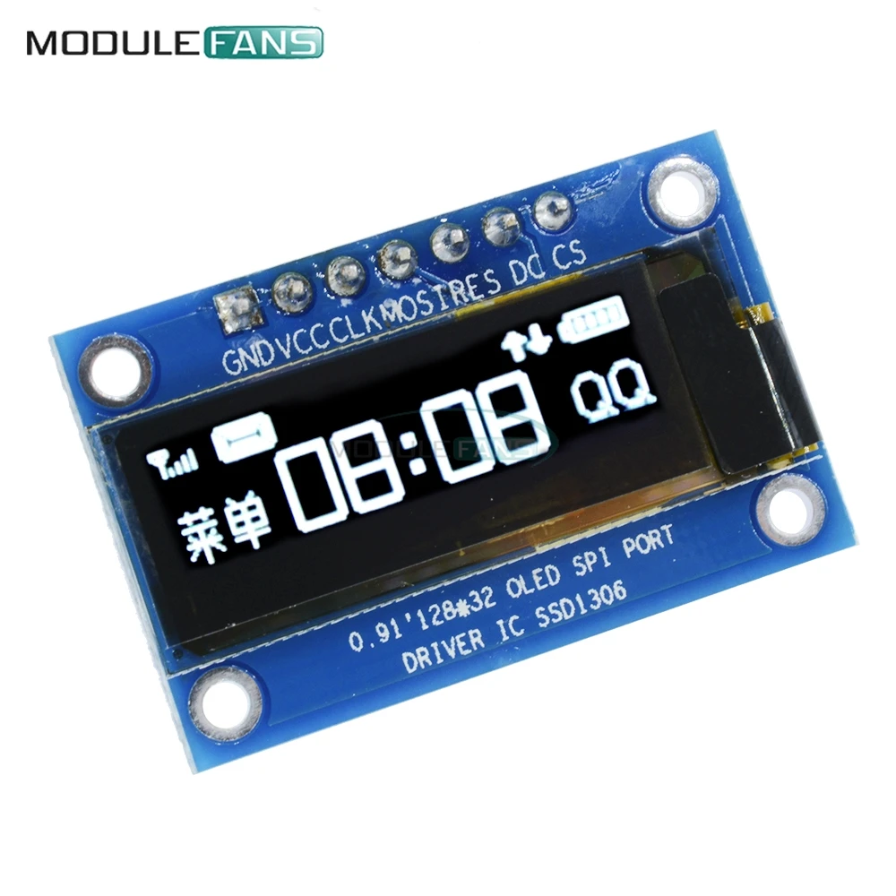 0,91 дюймов SPI 128x32 12832 белый/синий цифровой OLED ЖК-дисплей Дисплей DIY модуль SSD1306 Драйвер IC DC 3,3 в-5 в для Arduino PIC доска "сделай сам"