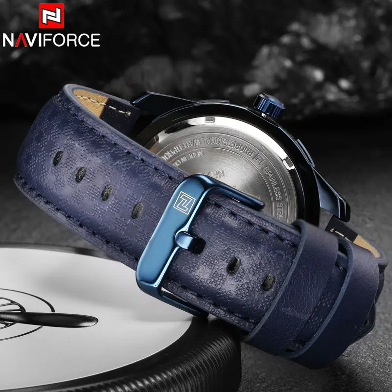 Мужские водонепроницаемые спортивные часы NAVIFORCE кварцевые из нержавеющей стали