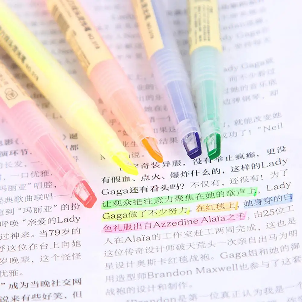 

Acrylic Dual-head Highlighters Pens Candy Colors Fluorescent Pens For Kids Painting School Supplies Markers Korean Stationery