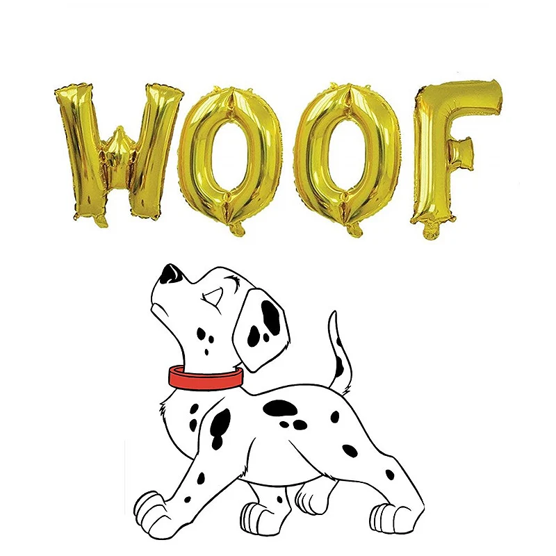 

16 Inch Woof Letter Balloon Combination Pet Dog Birthday Theme Aluminum Foil Scarfs Hat Set Latex Balloon Party Supplies