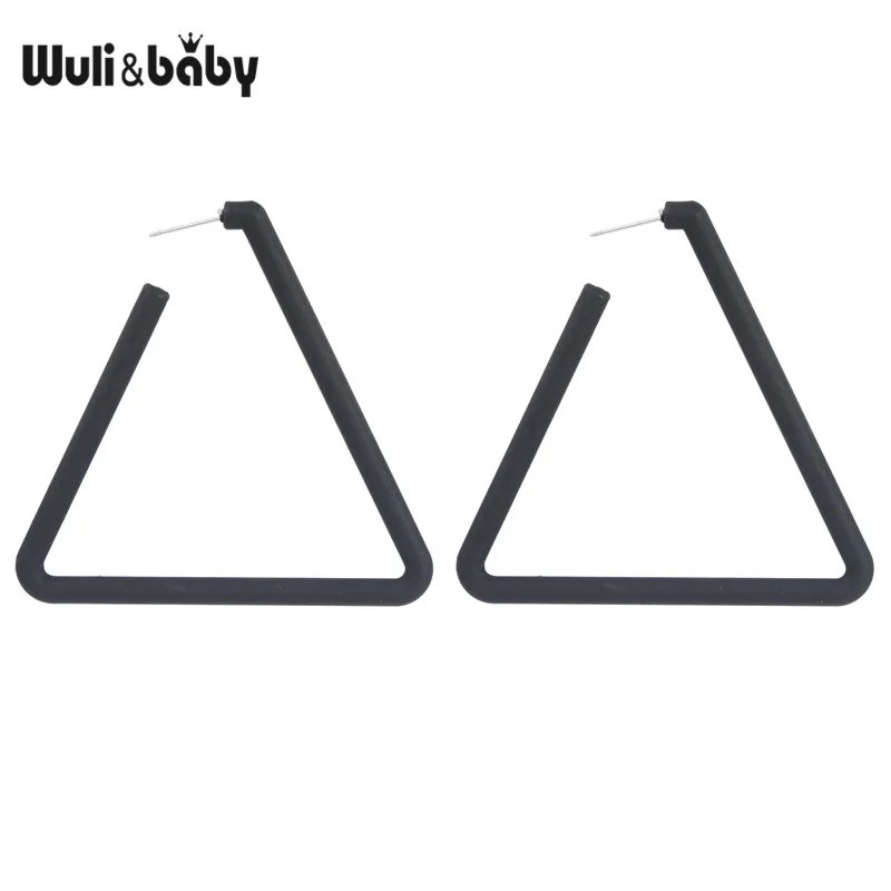 Wuli& baby, синие и черные большие серьги в форме треугольника, женские серьги, модные эффектные праздничные серьги - Окраска металла: black