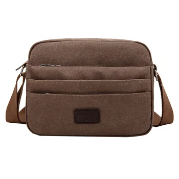 

New Men canvas shoulder bag crossbody bag casual Multi-layer zipper Men bag fashion simple Men handbags bag