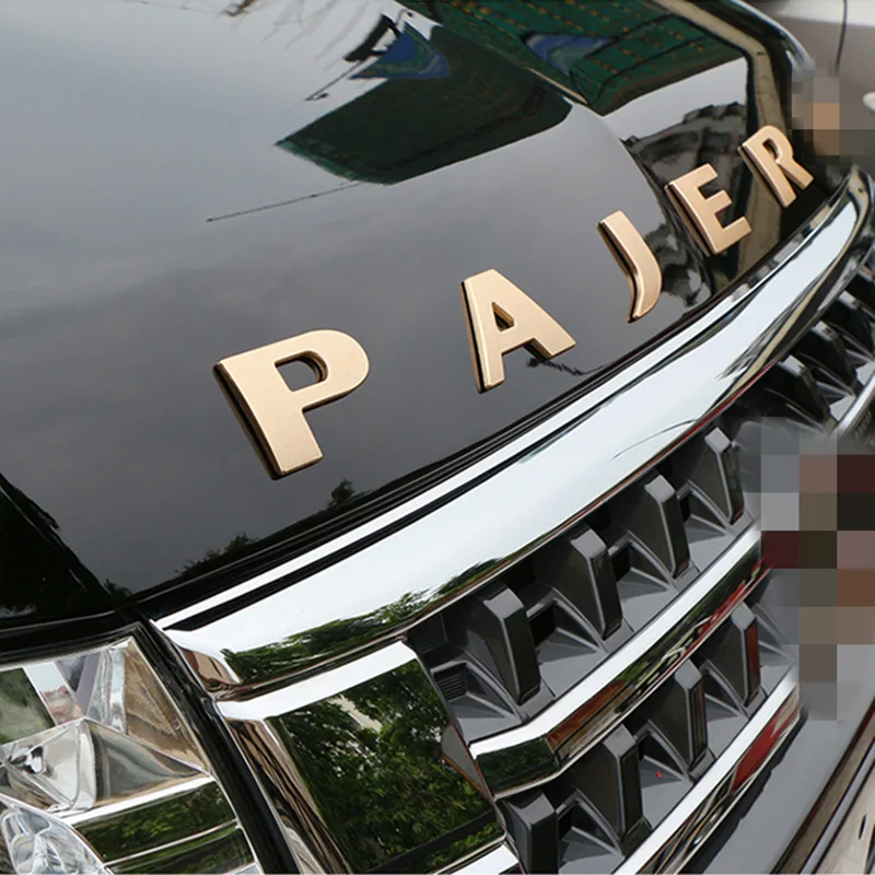  For Mitsubishi Pajero CAR ACCESSORIES Letters Hood Emblem Silver Chrome Plating Logo 3D Sticker Sta