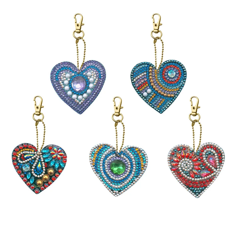 

5Pcs DIY Full Special Shaped Love Heart Diamond Painting Keychain Pendant Drop Ship Diamond Painting Keychains