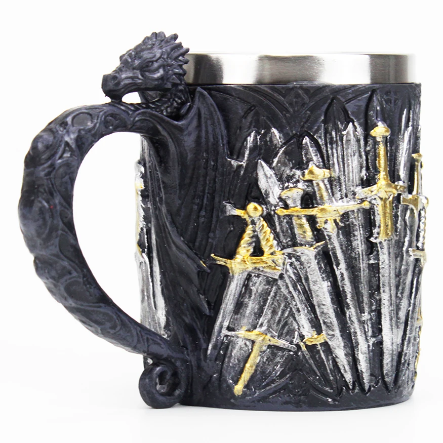 Medieval Dragon Iron Throne Of Swords Coffee Mug Drinking Stein Tankard Cup