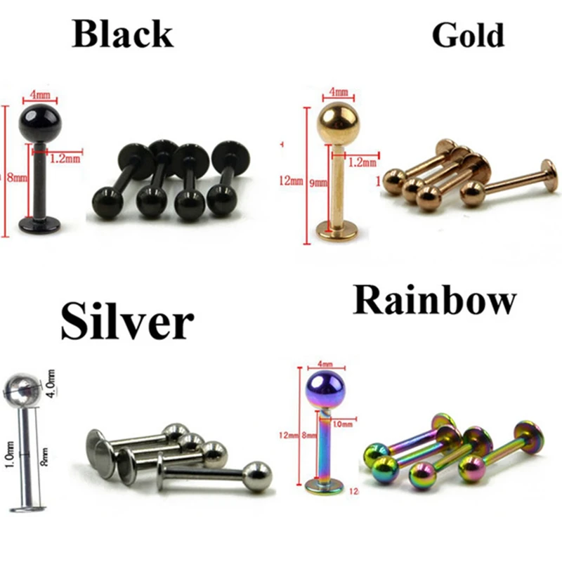 

10pcs 16G Surgical Steel Ball Cartilage Prong Piercing Ear Stud Tragus Helix Bar Top Upper Earrings Labret Lip Ring Body Jewelry