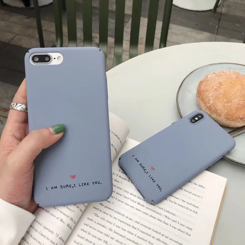

Solid color Art Retro Letters korean Phone Case For iPhone 7 7 Puls 6 6S 7 8 Puls X XS XR Xsmax Cases Hard Matte Plastic Cover
