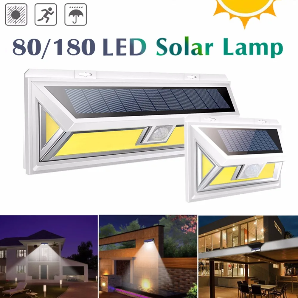

Solar Motion Sensor Light Outdoor 80/180COB LED Lights gardens Solar Lamp For Garden decor Night Security Wall Light Waterproof