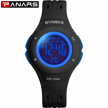 

PANARS New Arrival 5 Colors LED Fashion Watch WR50M Waterproof Kids Wristwatch Alarm Clock Multi-function Watches for Girls Boys