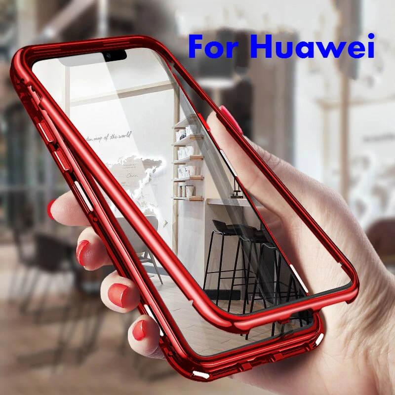

360 Degree Full Magnetic Case Back full Tempered Glass Case for Huawei P20 P10 mate20 mate10 lite pro honor 10 play 8X nove 2 3