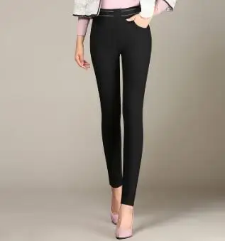 Леггинсы большого размера 5XL 6XL, женские штаны с эластичной резинкой на талии, женские узкие брюки, брюки для офиса, черные, большие размеры, Femme Pantalon - Цвет: black