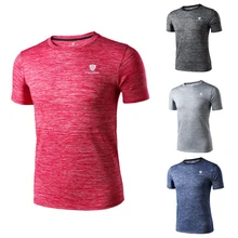 Новая быстросохнущая футболка мужские спортивные для улицы дышащая футболка с короткими рукавами хорошо тянется мужской Спортзал Фитнес Бег футболка