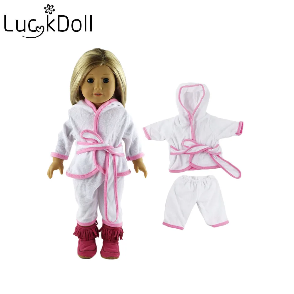 

Luckdoll edging white suit robe fits 43 American dolls, the best gift for kids