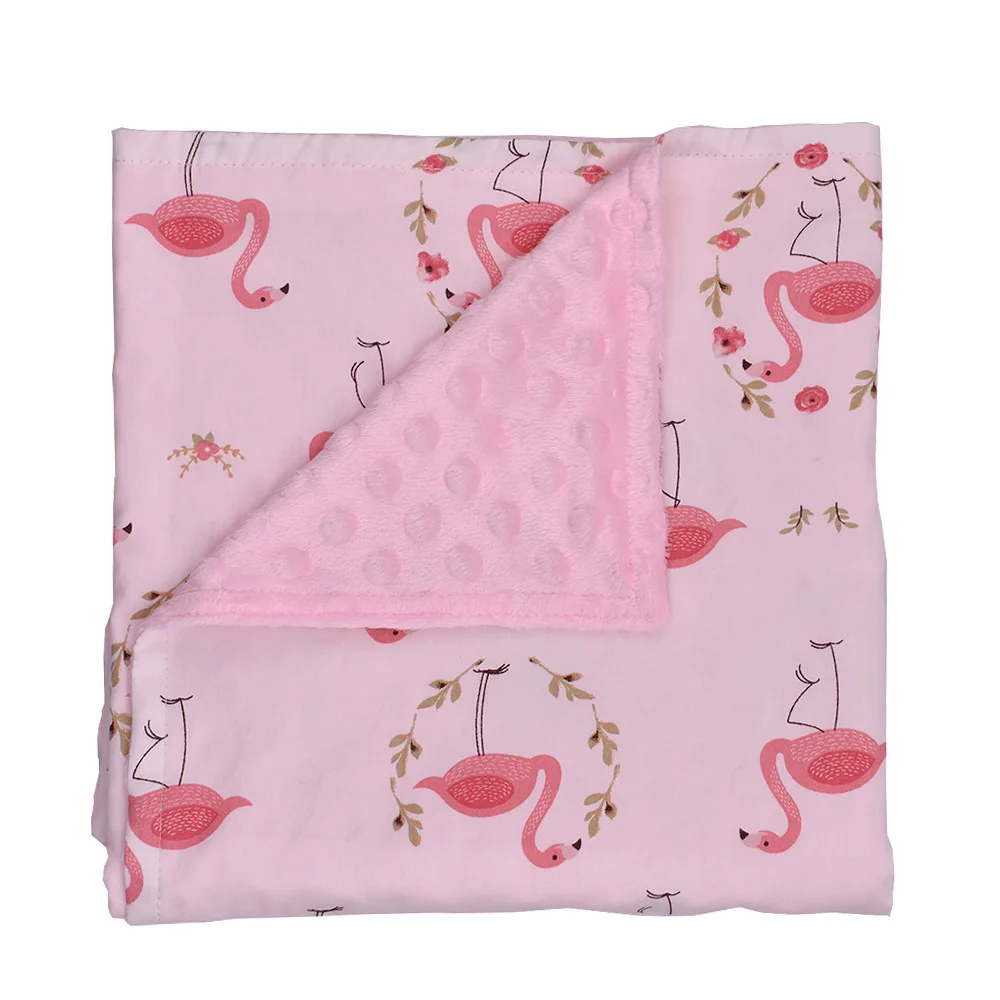 Minky/одеяло в горошек с пузырьками Фламинго; детское одеяло для новорожденных из вискозы; Флисовое одеяло для пеленания; Банное полотенце
