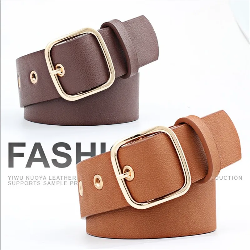 

2018 New rivet pu Leather Belts for women jeans pin buckle gold black luxury punk 3.5cm wide belt strap waistband female Girdle