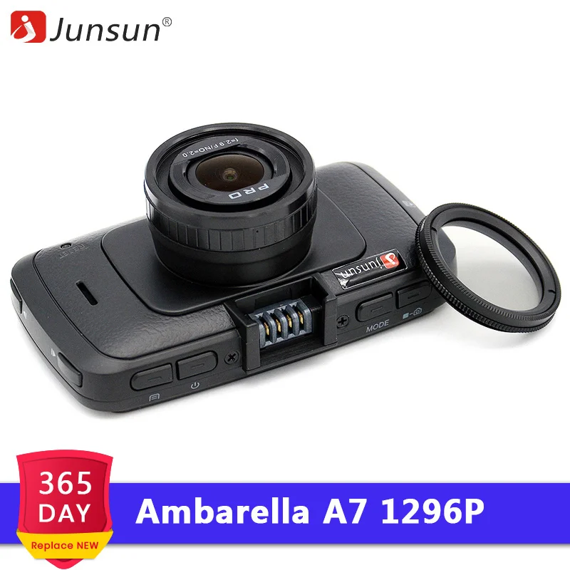 Junsun A790 Видеорегистраторы для автомобилей Ambarella A7 ночного видения Full HD 1296 P Dash