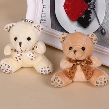 1Pcs 10cm lovely mini Bear Teddy Bear Plush Toys four color optional Mobile phone bag key chain pendant wedding throwing pink
