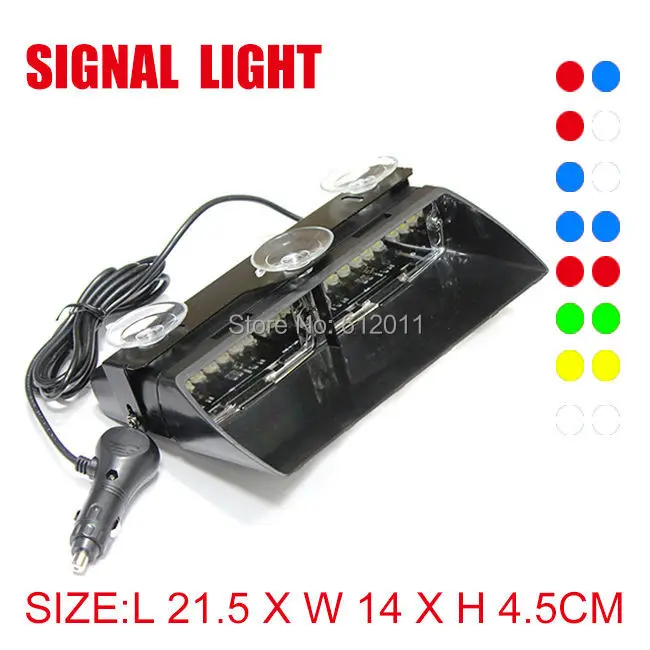 

Free Shipping 16W 16LEDS Emergency Strobe Flash Light Super Bright Dash Light AMBER GREEN WHITE BLUE RED