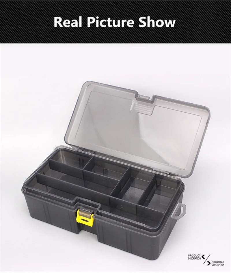 Double Layers Thickened Size Plastic Lure Fishing Box for Fishing Bait Tools Accessories Fishing Tackle Storage Box 21x12x6.5cm (8)