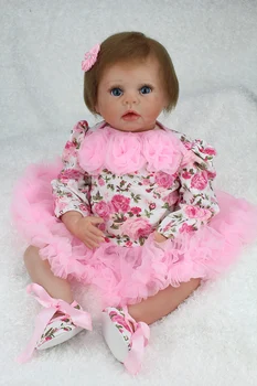 

Silicone Vinyl reborn baby dolls pink girl brinquedos lovely accompany sleep baby doll for children christmas gift