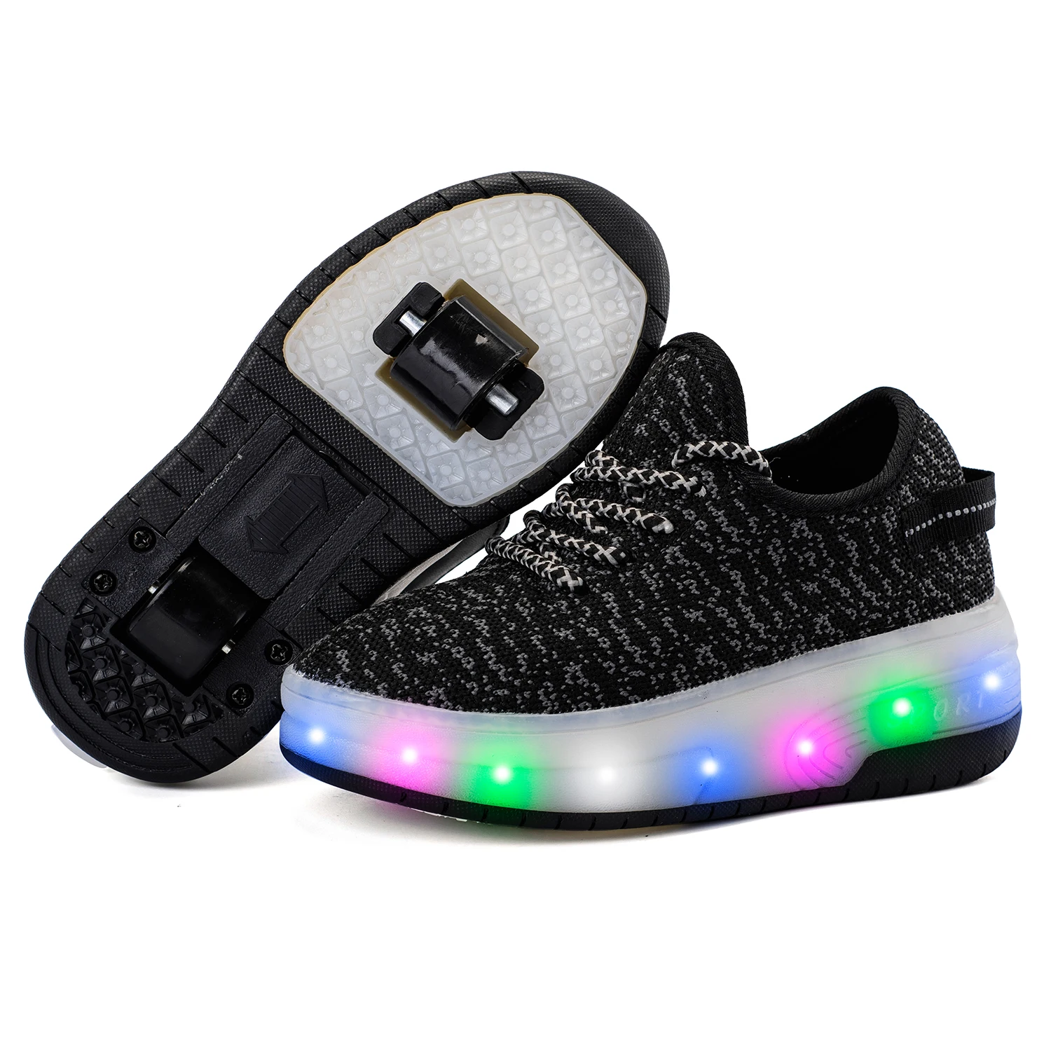 

New Skate Shoes LED Flashing Kids Roller Skate Shoes Glowing Roller Shoes air boys&girls Roller Skates Luminous Sneakers Shoes