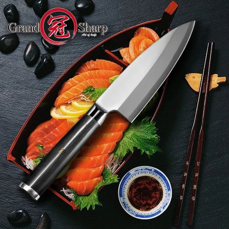 6.5 Inch Japan Steel Chef Knives Professional Kitchen Knife Carbon Yanagiba Fillet Sashimi Fish Cutting G10 | Дом и сад