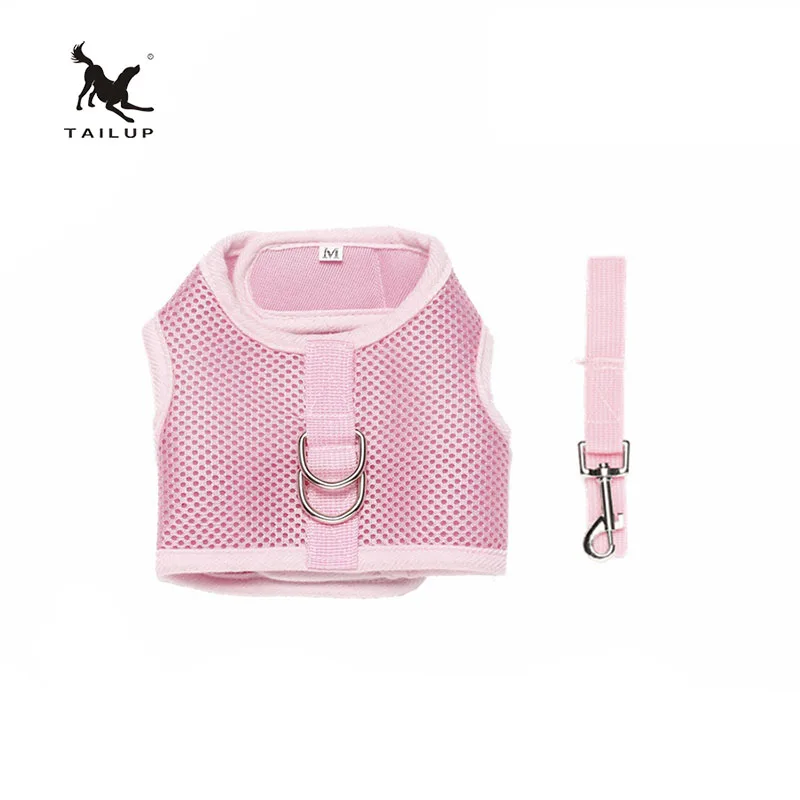 

TAILUP Pink Airmesh Pet Dog Vest Harness Puppy Mesh Cloth Harness With Leash