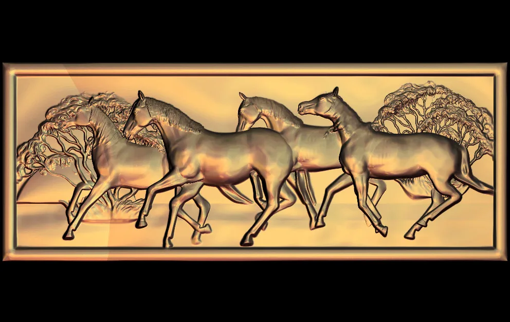 

Horses 3D STL Model for CNC Router Engraver Carving Machine Relief Artcam aspire M56