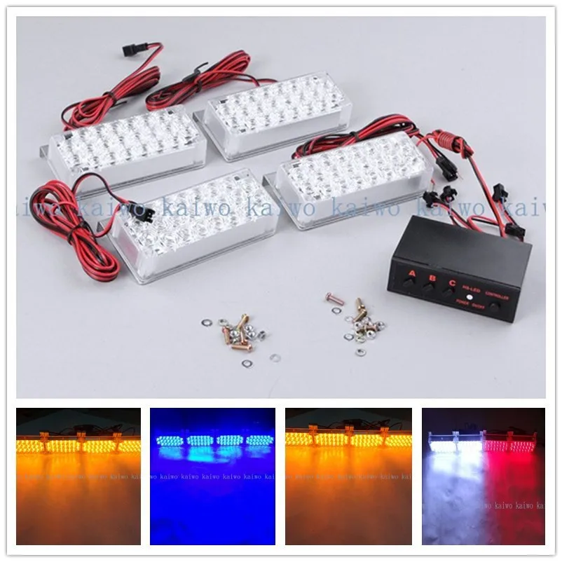 03009 New 4X22LED 88LED Strobe Flash Warning EMS Car Light Flashing Emergency Firemen Lamp 4*22