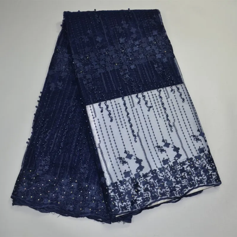 

High Quality Latest African Laces Fabrics Embroidered African Tulle French Lace Fabric With Beaded 2018 for women wedding -30
