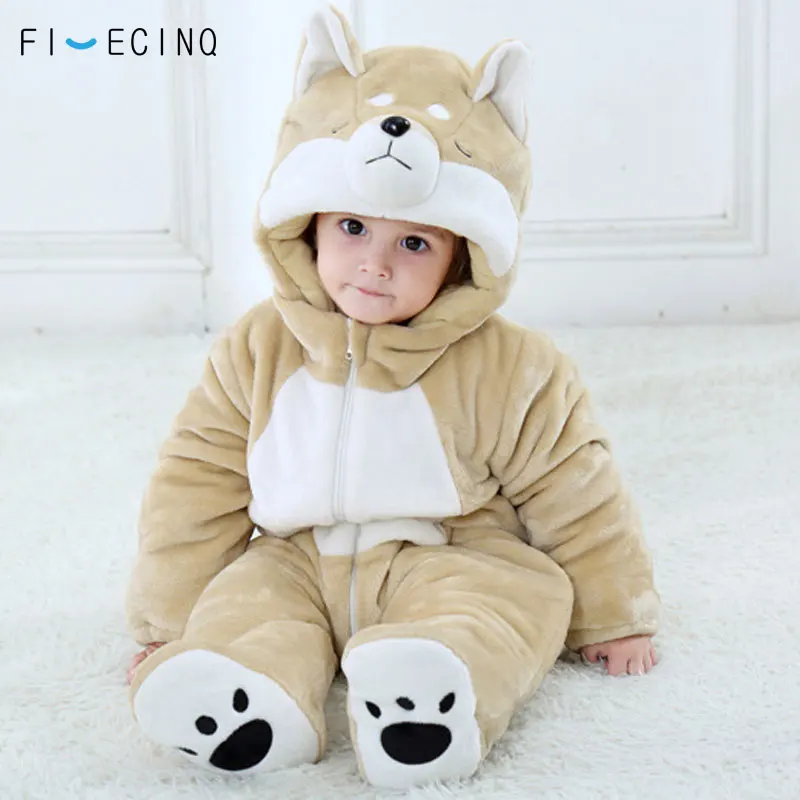 

Animal Dog Kigurumi Baby Onesie Beige Cartoon Warm Thick Onesie Child Festival Costume Anime Cosplay Twins Jumpsuit Wholesale