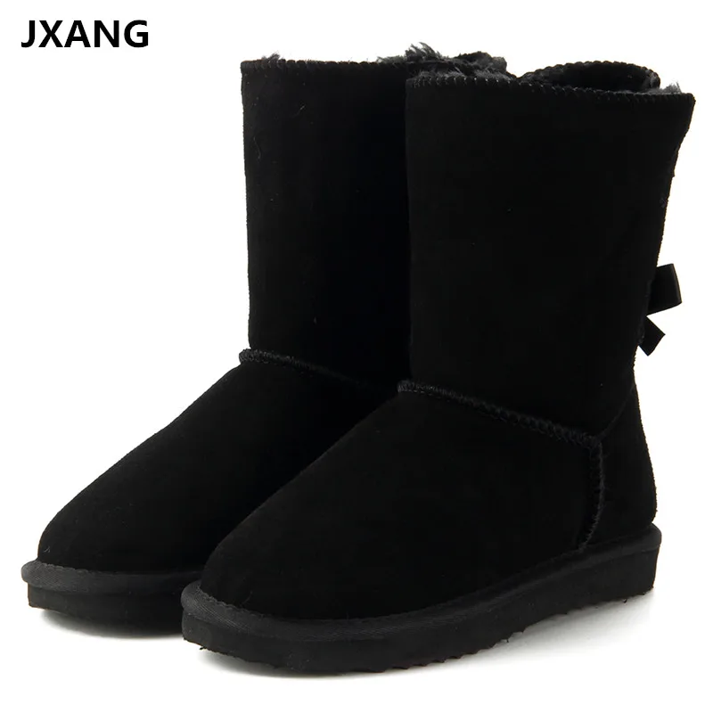 JXANG/ г.; Брендовые женские зимние ботинки высокого качества; зимние ботинки из натуральной кожи; женские ботинки на шнурках; Теплая обувь; zapatos
