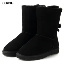 JXANG/ г.; Брендовые женские зимние ботинки высокого качества; зимние ботинки из натуральной кожи; женские ботинки на шнурках; Теплая обувь; zapatos