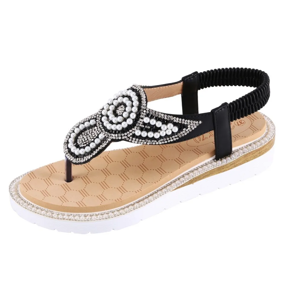 2019 Women's hollow sandals summer pinch flat plus size ladies shoes platform sandals non-slip gladiator sandals slippers 40J2 (4)