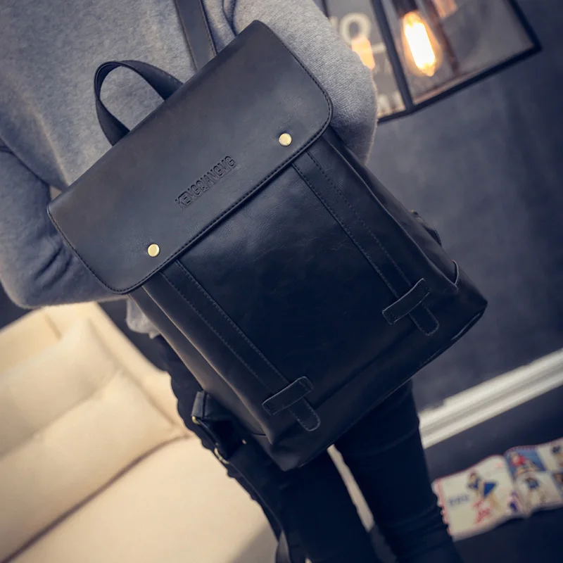 Marca PU cuero impermeable estilo Preppy Mochila mujeres Simple diseño Casual masculina Mochila portátil hombres Casual Mochila Marca PU cuero impermeable estilo Preppy Mochila mujeres Simple diseño Casual masculina Mochila portátil hombres Casual Mochila