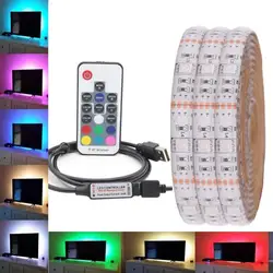 RGB светодиодные полосы Водонепроницаемый 5050 DC 5V USB светодиодный свет гибкие полосы светильник 5050 1m 2m 3m 4m 5m Добавить пульт дистанционного