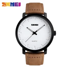 Homens SKMEI Moda Relógios Casual Pulseira de Couro Genuíno relógios de Pulso de Quartzo 30 M À Prova D’ Água Relógio de Luxo Relogio masculino 1196