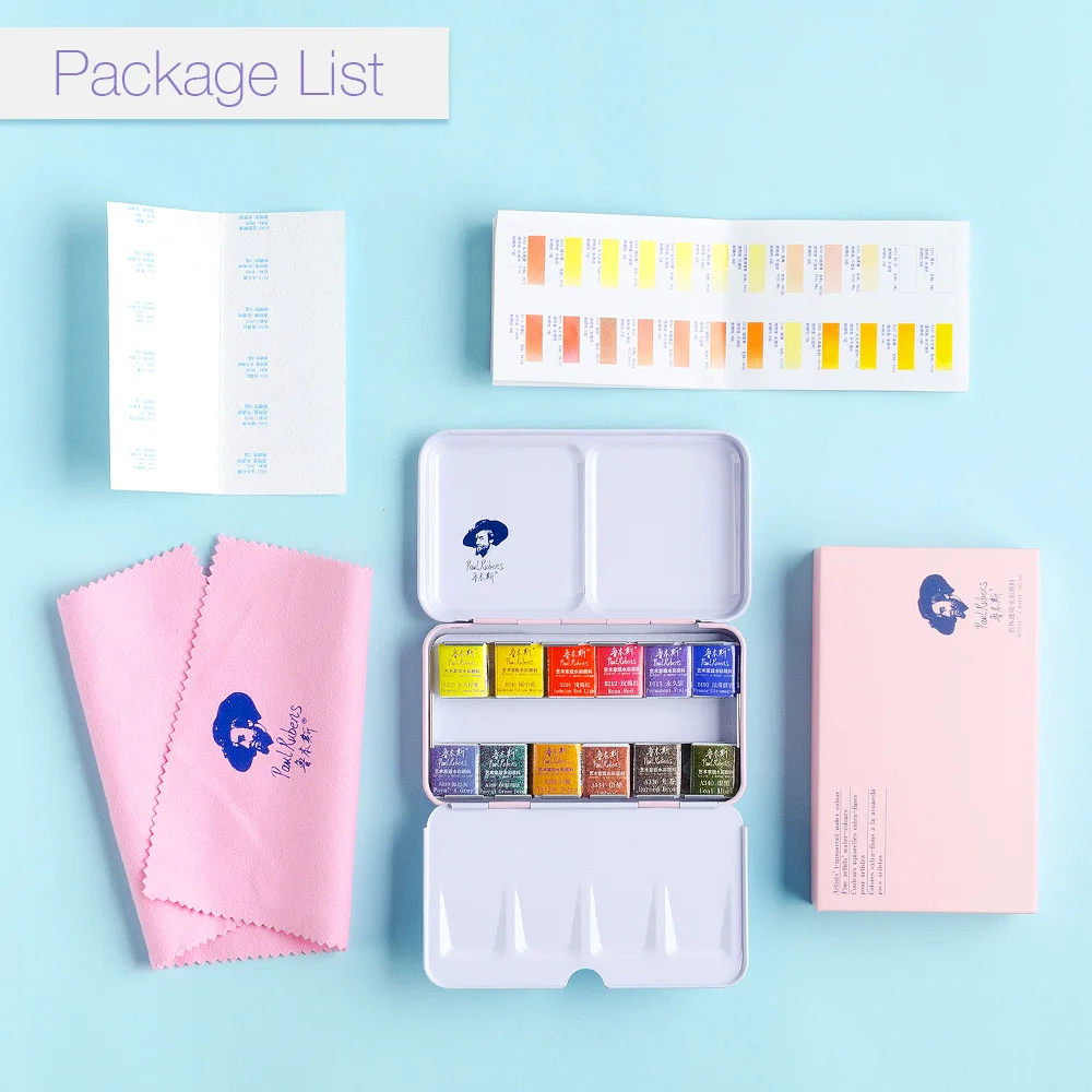 Skup 12 24 48 kolory Paul Rubens artysta akwarele stałe ciasta wykonane z gumy arabskiej, OX Gall wysoka odporność na światło i przezroczystość