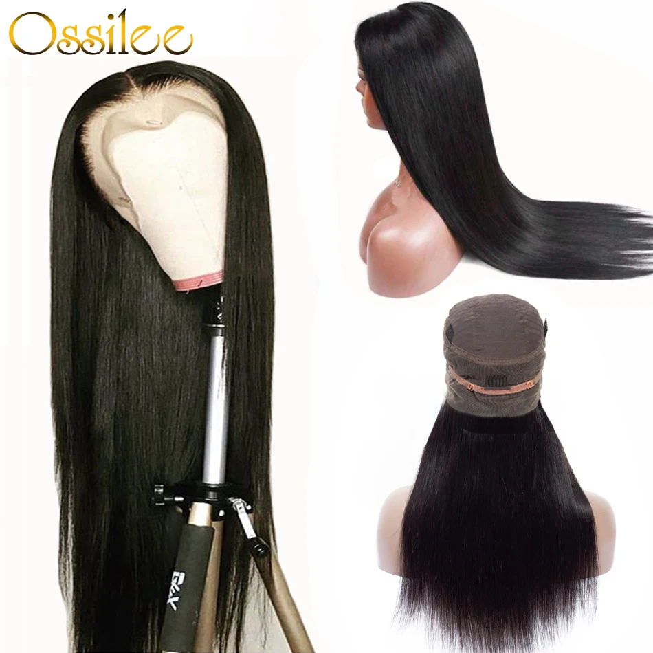 360 Кружева передние парики прямые человеческие волосы кружева передние парики для волос с детскими волосами Ossilee Remy человеческих волос