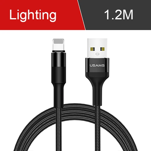 USAMS 3 в 1 USB кабель type C кабель для samsung s9 plus Micro usb кабель для зарядки для iPhone X 8 7 6s Plus 5 5S SE 5c C кабель - Цвет: 1.2mBlack for iPhone