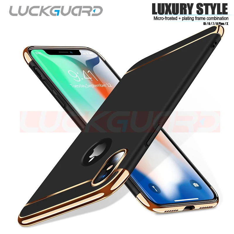 

Luxury Plating Phone Case For iPhone 6 6s 7 8 Plus X Cases Hard PC Matte For iPhone XS Max Xr 5 5S SE Back Cover Coque Fundas