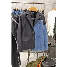 Новая версия моды саморазвитие темперамент полосы джинсы из денима облегающие Повседневный маленький костюм женский