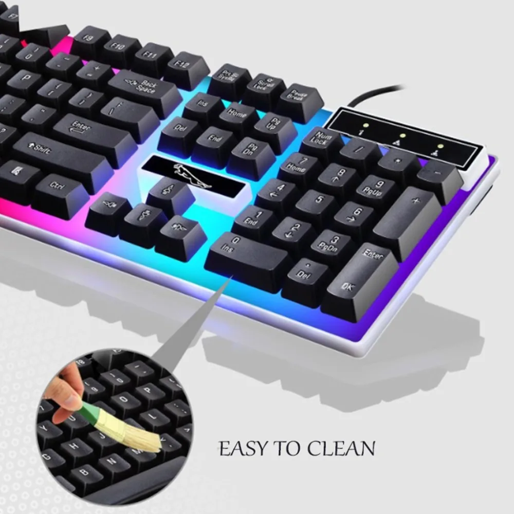 

Ergonomic Light Keyboard & 3D Mouse Kit Rainbow LED Gaming Equipment USB Charging Rechargeable For PS4 Xbox One