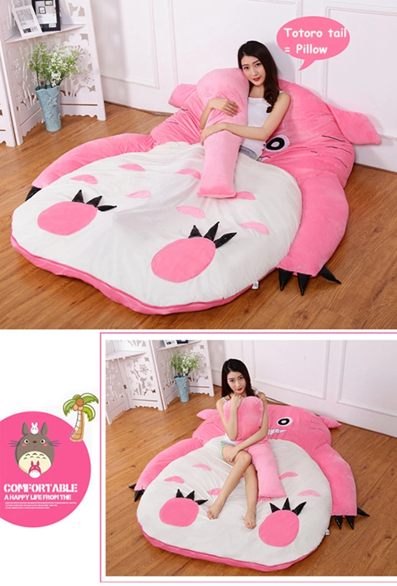 HOT anime Totoro plush bed with padding Giant couch double cartoon tatami mattress cute creative bedroom children adults  sleeping mat DY50342 (13)