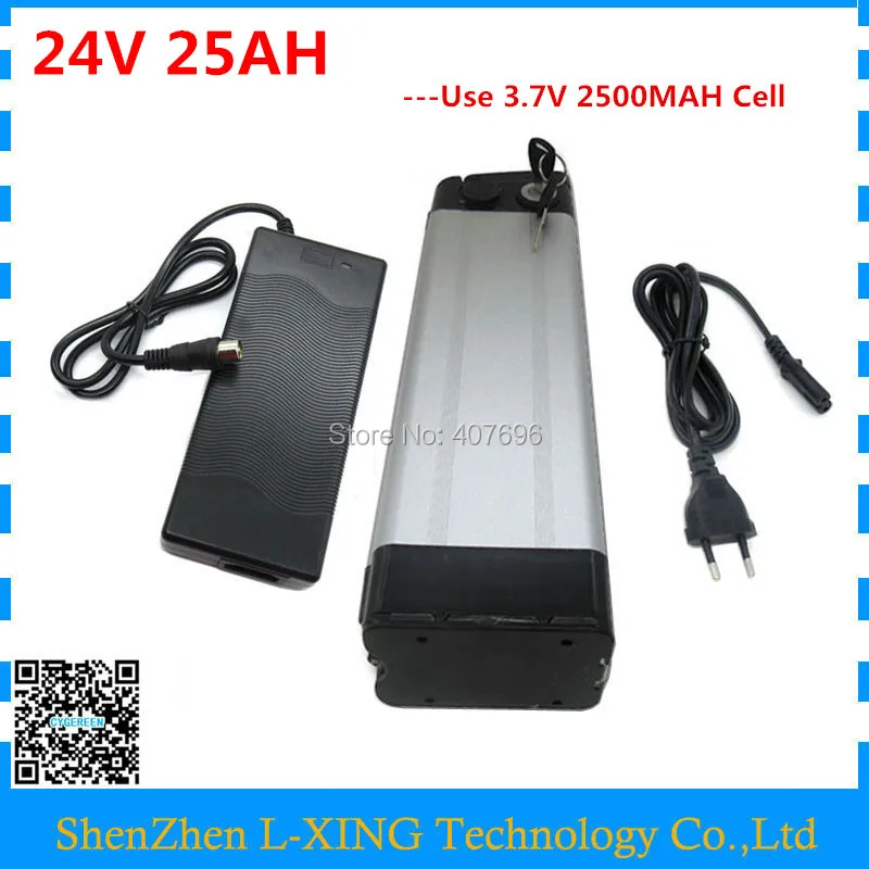 

500W 24V lithium battery 24V 25AH silver fish 700W 24V 25AH Battery use 3.7V 2500mah cell 30A BMS with 3A Charger